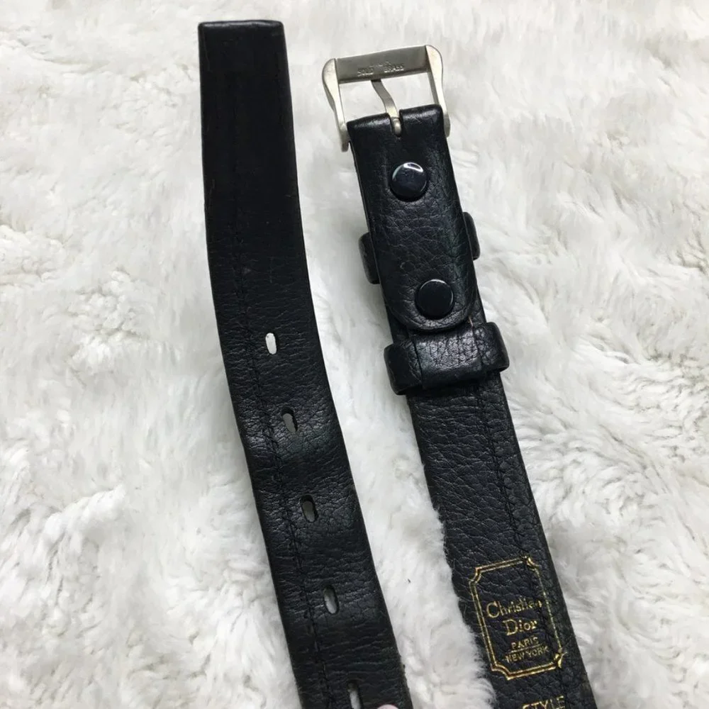 Dior Vintage Women’s Black Leather Belt Size 38